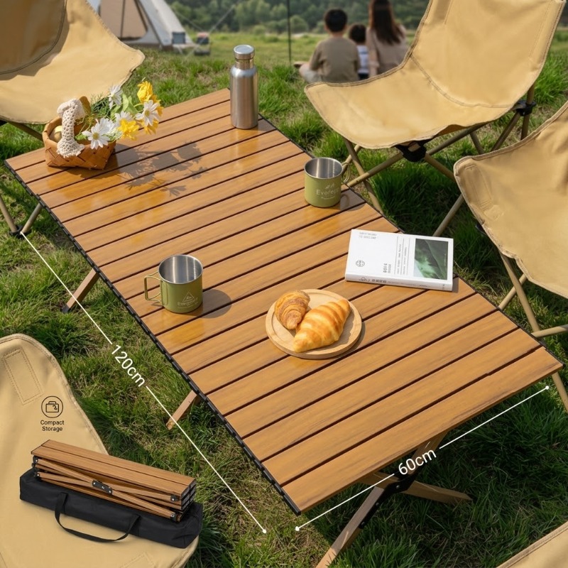 Camping Cooking Table - โต๊ะม้วนได้แบบพกพา ขนาด 60/120 ซม. สำหรับตั้งแคมป์ ปิกนิก