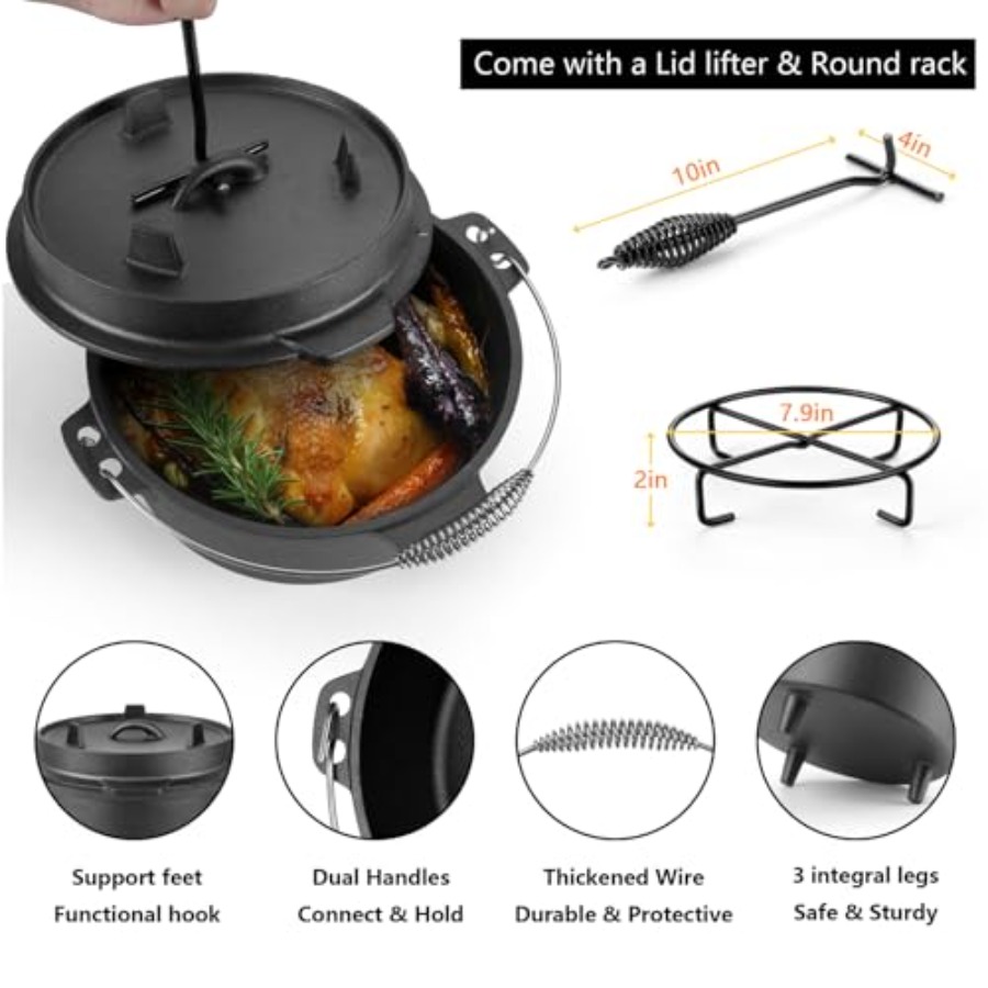 หม้อเหล็กหล่อขนาด 7 ควอร์ต แบบ - Camp Dutch Oven Cast บทวิจารณ์และราคา